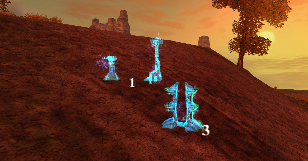 Magical artifacts layed out on a floating island